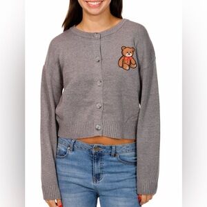 Double knitted Embroidered Teddy Bear Cardigan